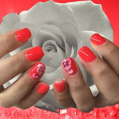 gel rosso corallo con fiore