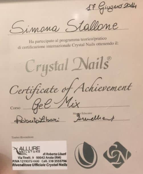 Certificazione Internazionale Crystal Nails