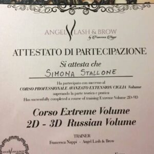 Certificato corso extra volume